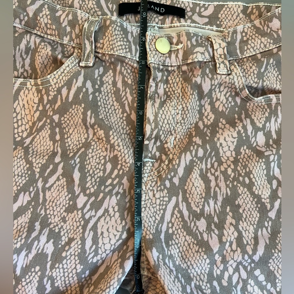 J Brand Alana Adder High Rise Cropped Skinny Jeans Pink Snake Print